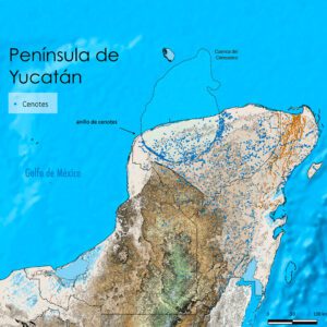 Anillo de cenotes causado por meteorito que dio fin a los dinosaurios en Yucatán.